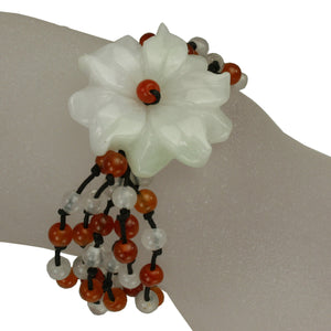 Red Daisy Jade Bracelet Jadeite Jade Green Chinese Good Luck Dahlia Stone Gemstone Certified Real fortune 