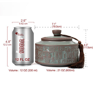 [product type] | Dahlia Embossed Dragon Crack Celadon Porcelain Loose Tea Canister | Dahlia