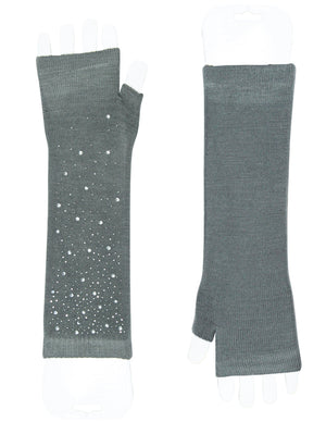 Fashion Sparkling Rhinestone Light Acrylic Fingerless Arm Warmer Gloves