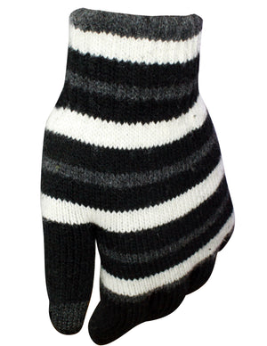 Unisex Striped Wool Blend Touch Screen Gloves