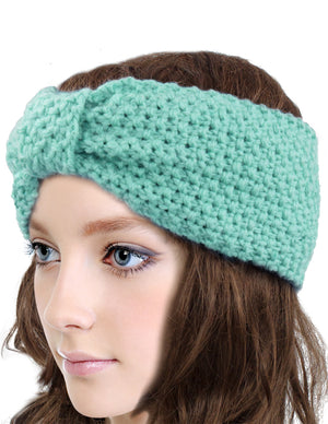 Wide Bow Knitted Winter Headband