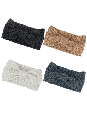 Wide Bow Knitted Winter Headband