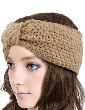 Wide Bow Knitted Winter Headband