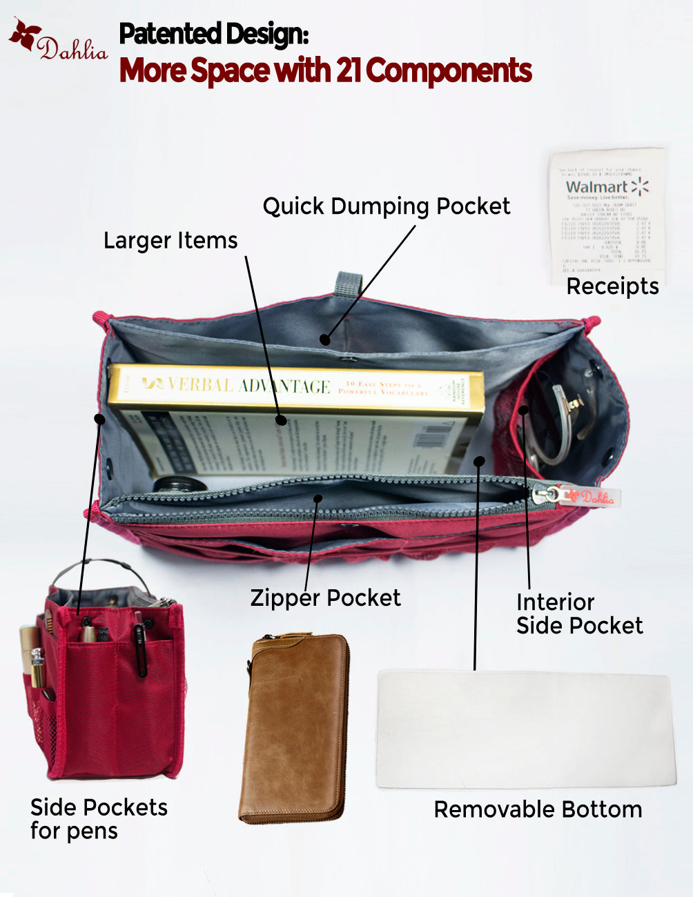  LIHIT LAB Bag Insert Organizer with Storage Pockets :  Everything Else