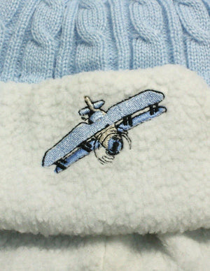 Boy's Embroidered Pilot Cap Hat with Ear Flaps and Pompon