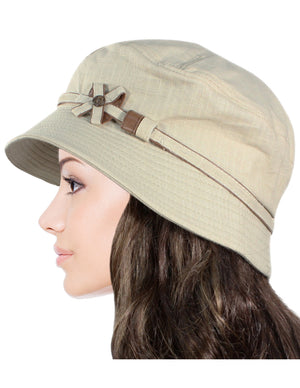 Safari Bow Tie Button Foldable Bucket Sun Hat - Tan