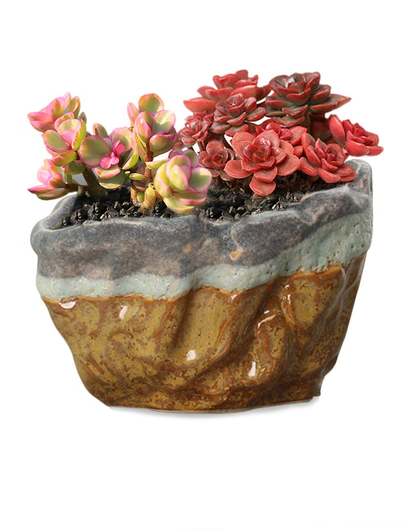 Vintage Glazed Layer Ceramic Succulent Pot | Plant Pot | Dahlia