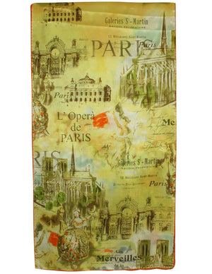 100% Luxury Long Silk Scarf - Paris Views - Dahlia