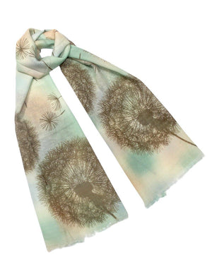 100% Wool Scarfs Wraps and Shawls Fuzzy Dandelions Green - Dahlia