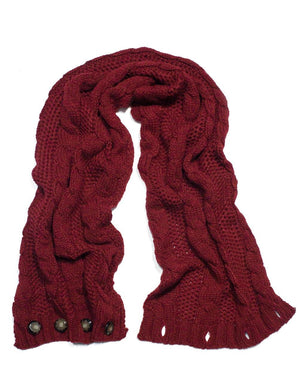 2-in-1 Button Cable Knit Infinity Scarf - Dahlia