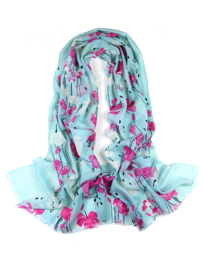 100% Wool Scarfs, Wraps, and Shawls Raindrops and Flower