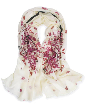 100% Wool Scarfs Wraps and Shawls Spring Butterfly Blossom Tree - Dahlia